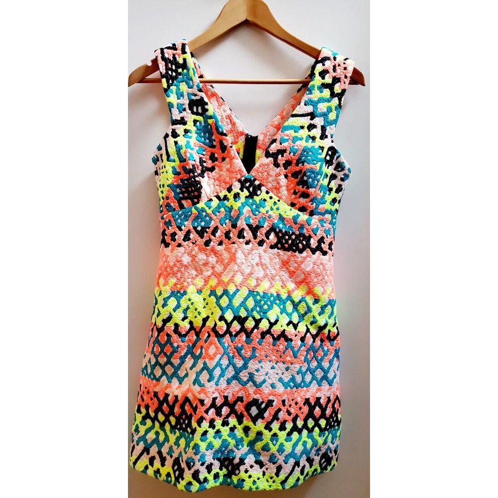 Milly Dress 2 Tapestry Jacquard Bridgette Neon Coral/Black Embroidery Lined Zip